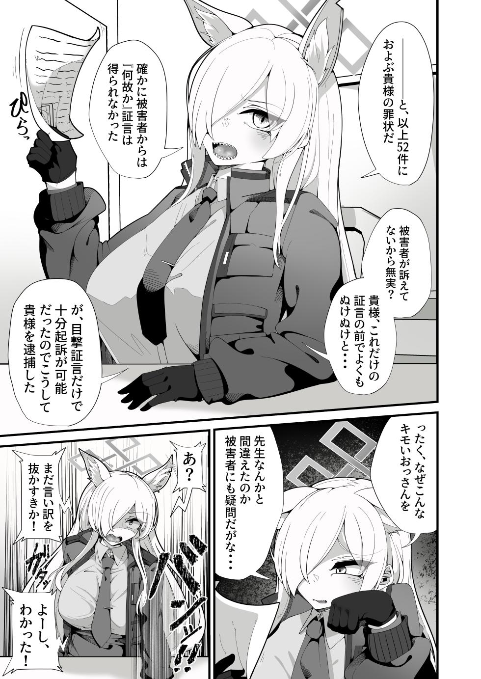 [Shiawase Hitotsubu (Shinozaki Ui)] Kouankyoku no Kyouken wa Saimin Ojisan ga Dai~suki ~Jinmon Taiketsu Hen~ (Blue Archive) [Digital] - Page 4