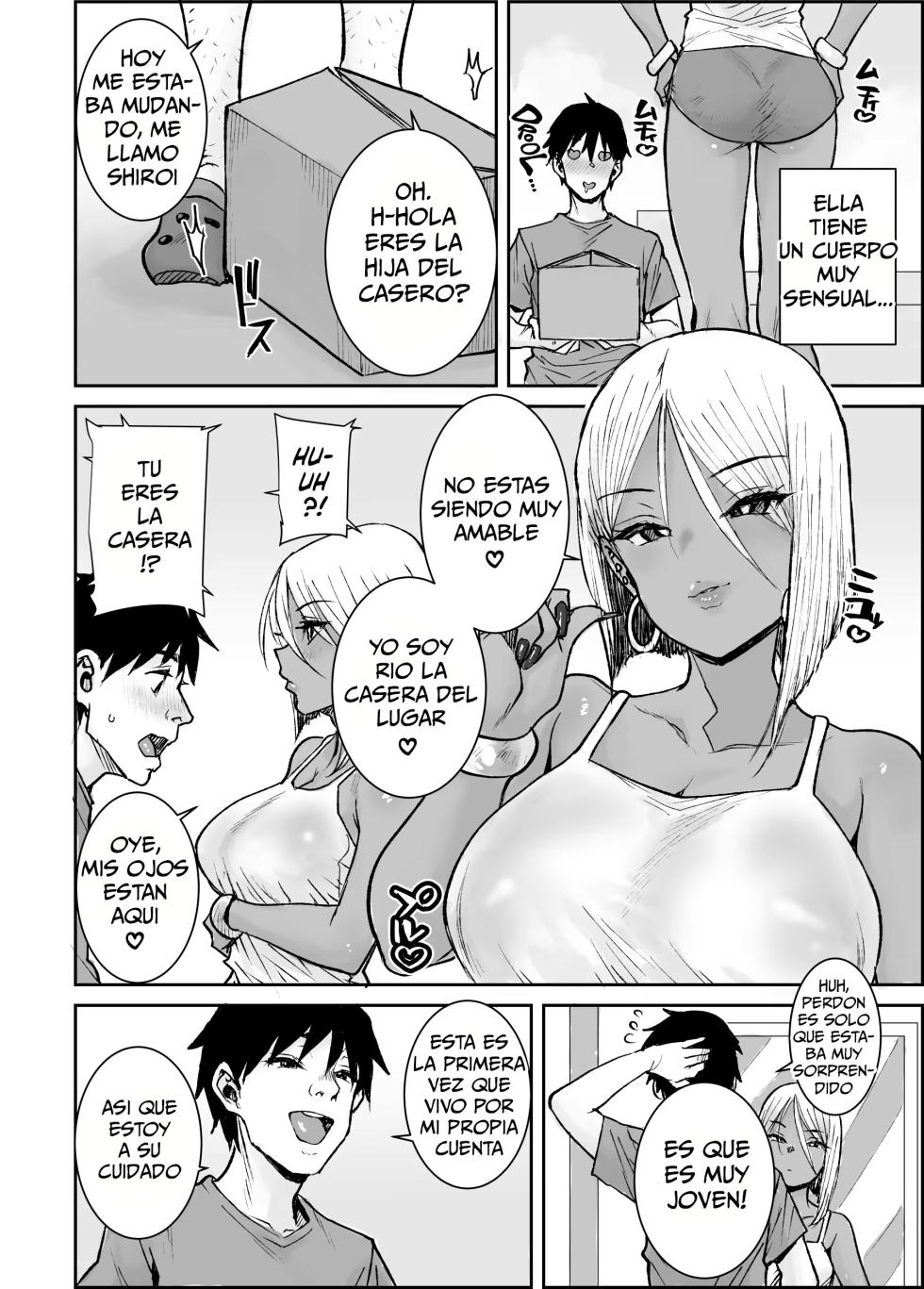 [Misaki (Ponsuke)] Daigakusei no Ore, Kuro Gal Bijo Kanrinin-San (35) no Hageshii Kuiuchi Kijoui de Nama Nakadashi shaimashita｜Yo, Un Humilde Universitario, Me Cogí A Mi Casera, Que Es Una Gyaru De Piel Morena (De 35 Años) [Spanish] [Me Banearon x P3NDEJ0] - Page 3