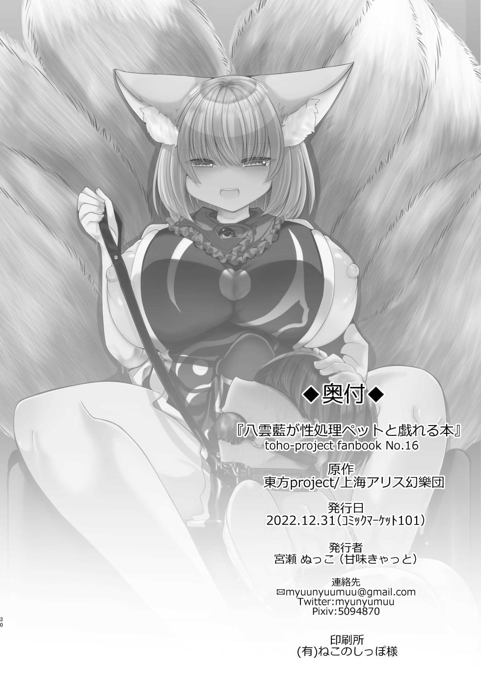 [Kanmi Cat (Miyase Nukko)] Yakumo Ran ga Seishori Pet to Tawamureru Hon (Touhou Project) [Chinese] [Digital] - Page 30