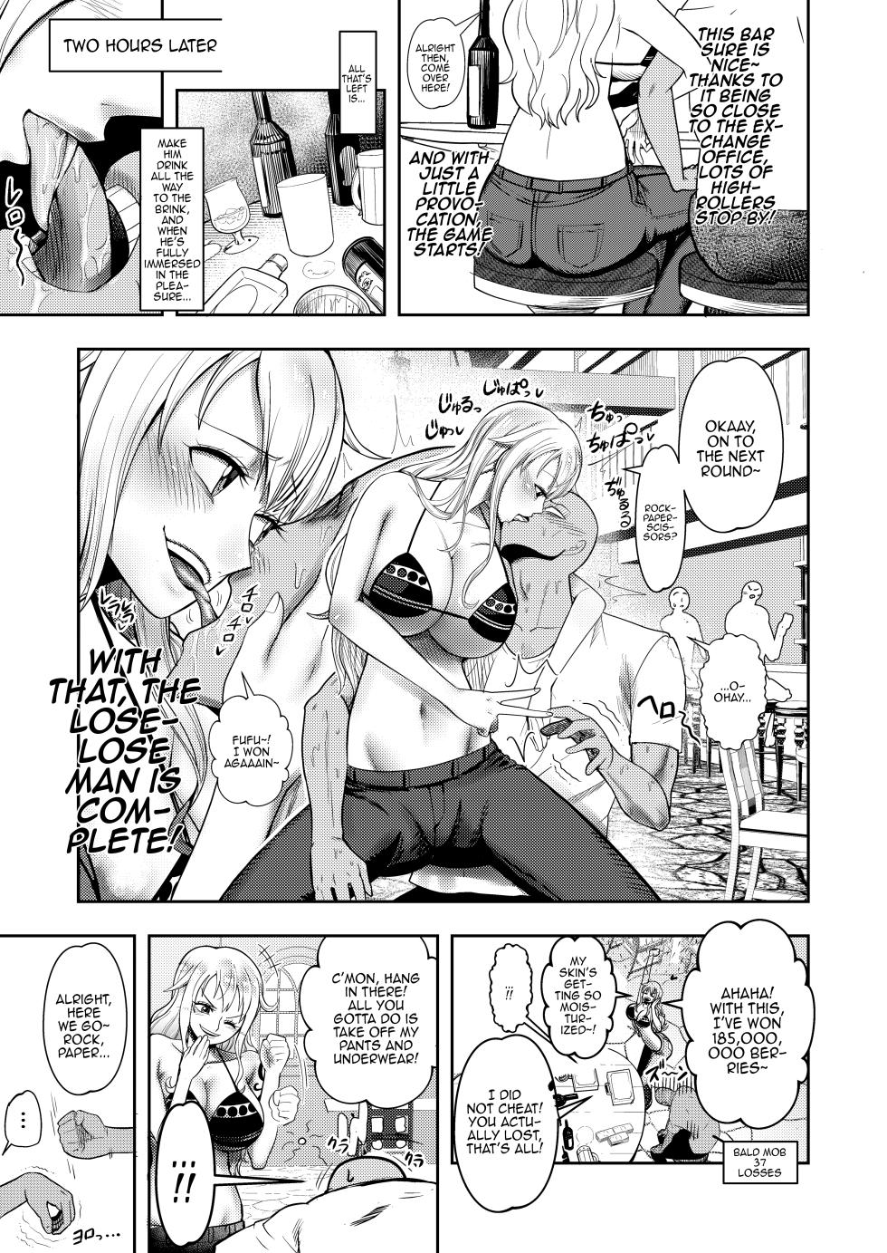 [Shimono Cable] Hage Mob to Nami-san Wakarase Honban Yakyuuken | Book About Nami Getting Taught a Lesson by a Bald Mob in Strip Rock, Paper, Scissors (One Piece) [English] {Doujins.com} - Page 5