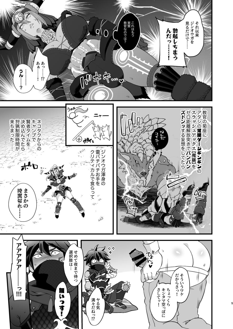 [HoneyRider69 (Keita)] Kyoukan no Sei de Jinouga ga Karenai node Chou-bokki Chikara Seiyoku Kaihou Tsuki sasete Kudasai!! (Monster Hunter Rise) [Digital] - Page 5