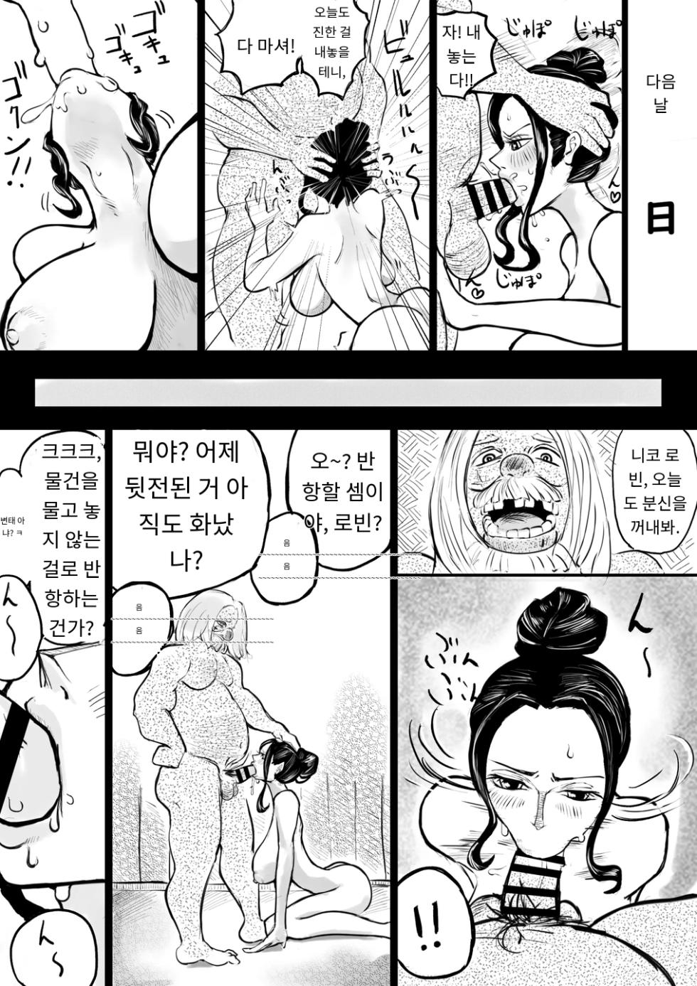 [Yubi] Umi de Shiranai Otoko to Futari Kiri ni Natta Robin ga Mesu no Karada ni Sareru Hanashi | 바다에서 모르는 남자와 단둘이 있게 된 로빈이 암컷의 몸으로 전락하는 이야기 (One Piece) [MTL] [Korean] - Page 28