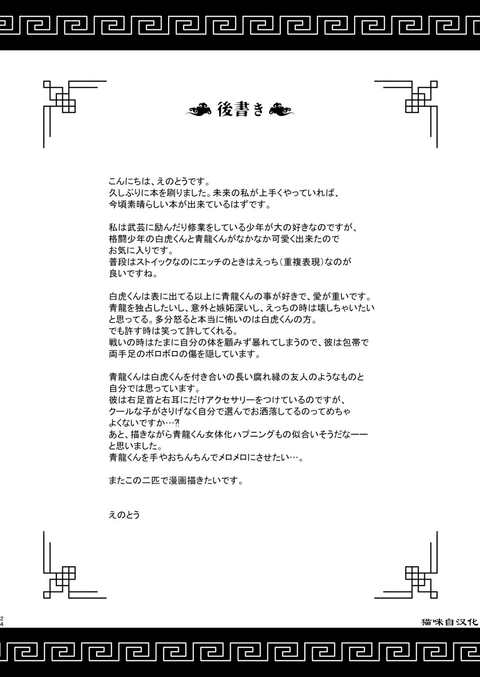 [Pometeor (Enotou)] Byakko-kun to Seiryuu 3 ~Byakko bunshin hen~ [Chinese] [Digital] [ポメテオ (えのとう)] 白虎くんと青龍 - Page 24