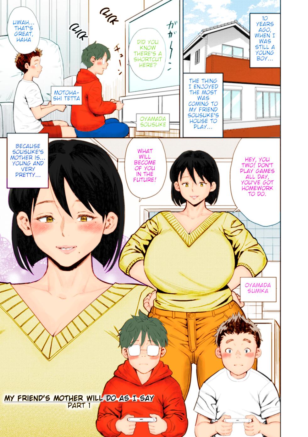 [Zaki Zaraki] Shinyuu no Haha wa Boku no Iinari My Friends Mother Will Do As I Say Part 1 (Mesugao) [English] [Roart] [Colorized] - Page 1