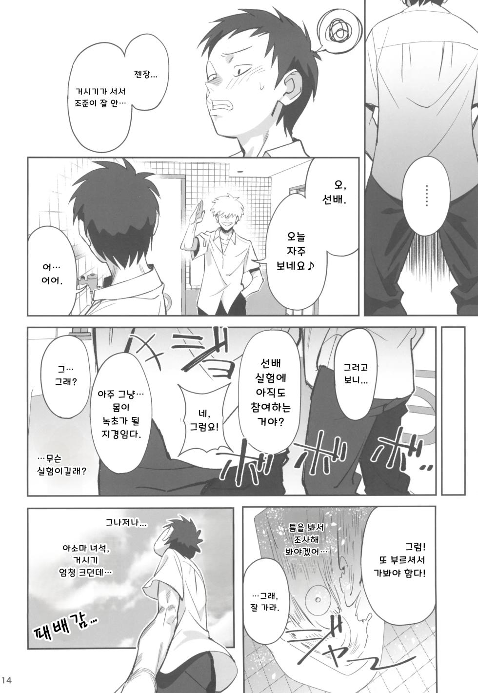 (C105) [Dokudami (Okita Ababa)] Tensai Hakase na Senpai ga Yarichin na Kouhai ni NTRreta Hanashi | 천재 박사 선배가 문란한 후배에게 NTR 당한 이야기 [Korean] - Page 14