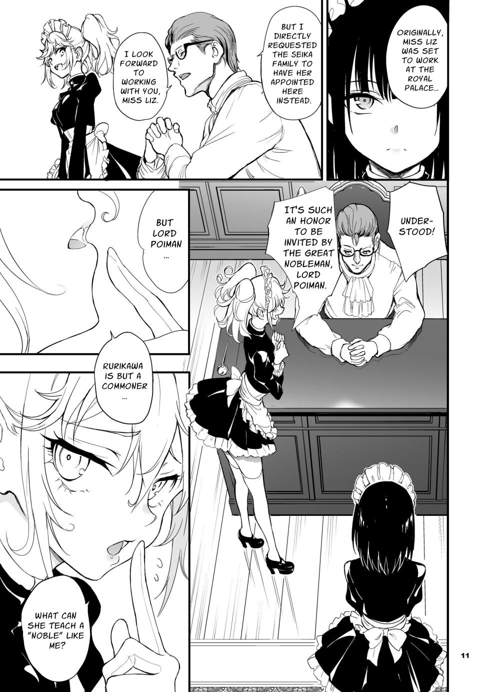 [Kyockchokyock (Kyockcho)] Maid Kyouiku. 8 -Botsuraku Kizoku Rurikawa Tsubaki- | Maid Education 8 - Fallen Aristocrat Rurikawa Tsubaki [Digital] [English] [Guesswork] - Page 11