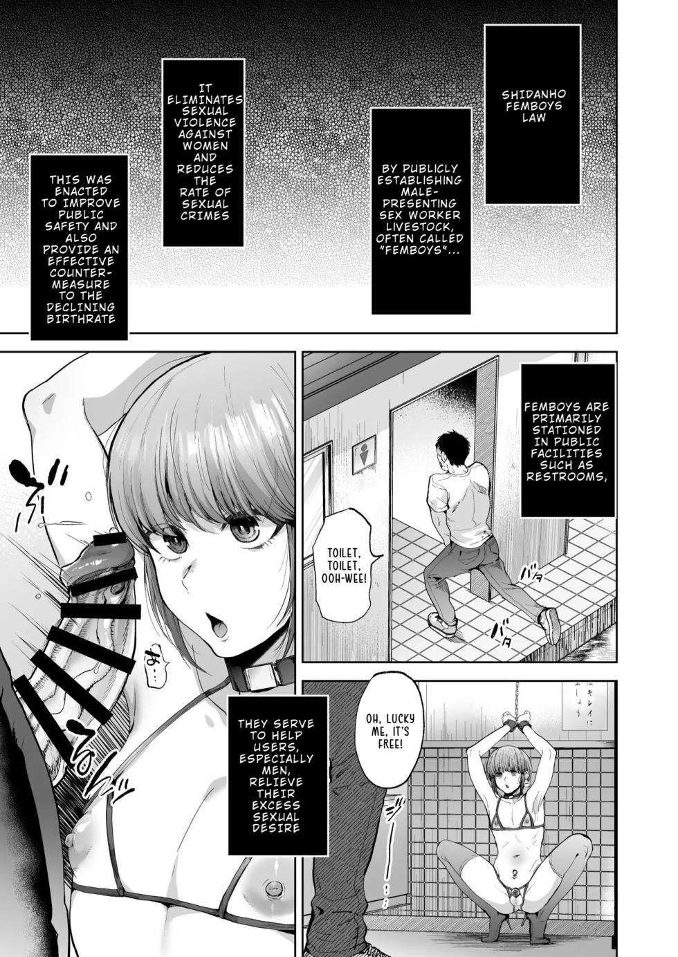 [Seki Sabato (Tsukuru)] Si Dan Hou Syakai Ni Ikiru Dansei Gata Sei Housi Katiku | Male Sex Slaves Living in the Femboy-Law Society [LKK•Scans] [English] - Page 7