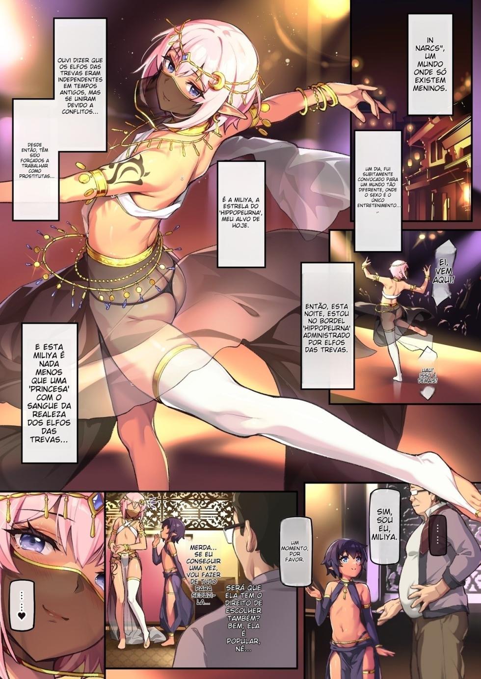 (C99) [Shinsei Lolishota (shuffle, kozi)] Isekai Otokonoko Odoriko Kuppuku Reido ~Shoukan ni Otosareta Takabisha Ouji o Ore no Kyokon de Mesu Ochi Saseru~ [Portuguese-BR] - Page 2