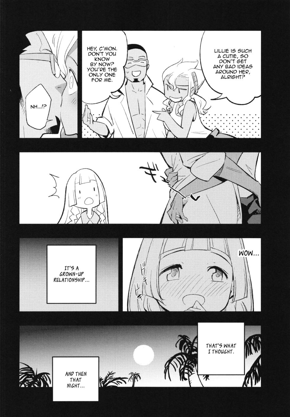 (COMIC1☆13) [Shironegiya (miya9)] Hakase no Yoru no Joshu. | The Professor's Assistant At Night. (Pokémon Sun and Moon) [English] [Panatical] - Page 5