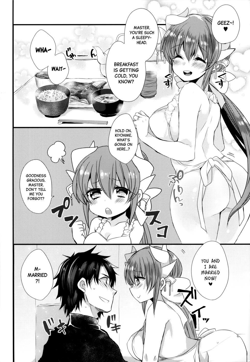 (COMIC1☆12) [Mamedaifukuya (Mameko)] Ichinichi Gentei Niizuma Kiyohime-chan | One-Day Limited Newlywed Kiyohime-chan (Fate/Grand Order) [English] [Black Grimoires] - Page 5