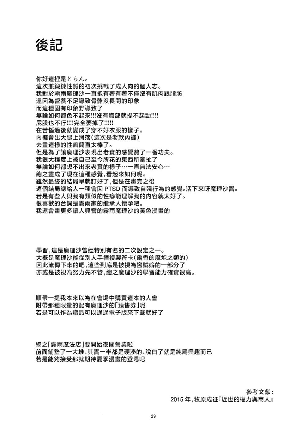 (Reitaisai 16) [AM:TIGER (Toran)] Nomahoutsukai no Dorobou Kagyou | 野魔法使的小偷行當 (Touhou Project) [Chinese] - Page 29