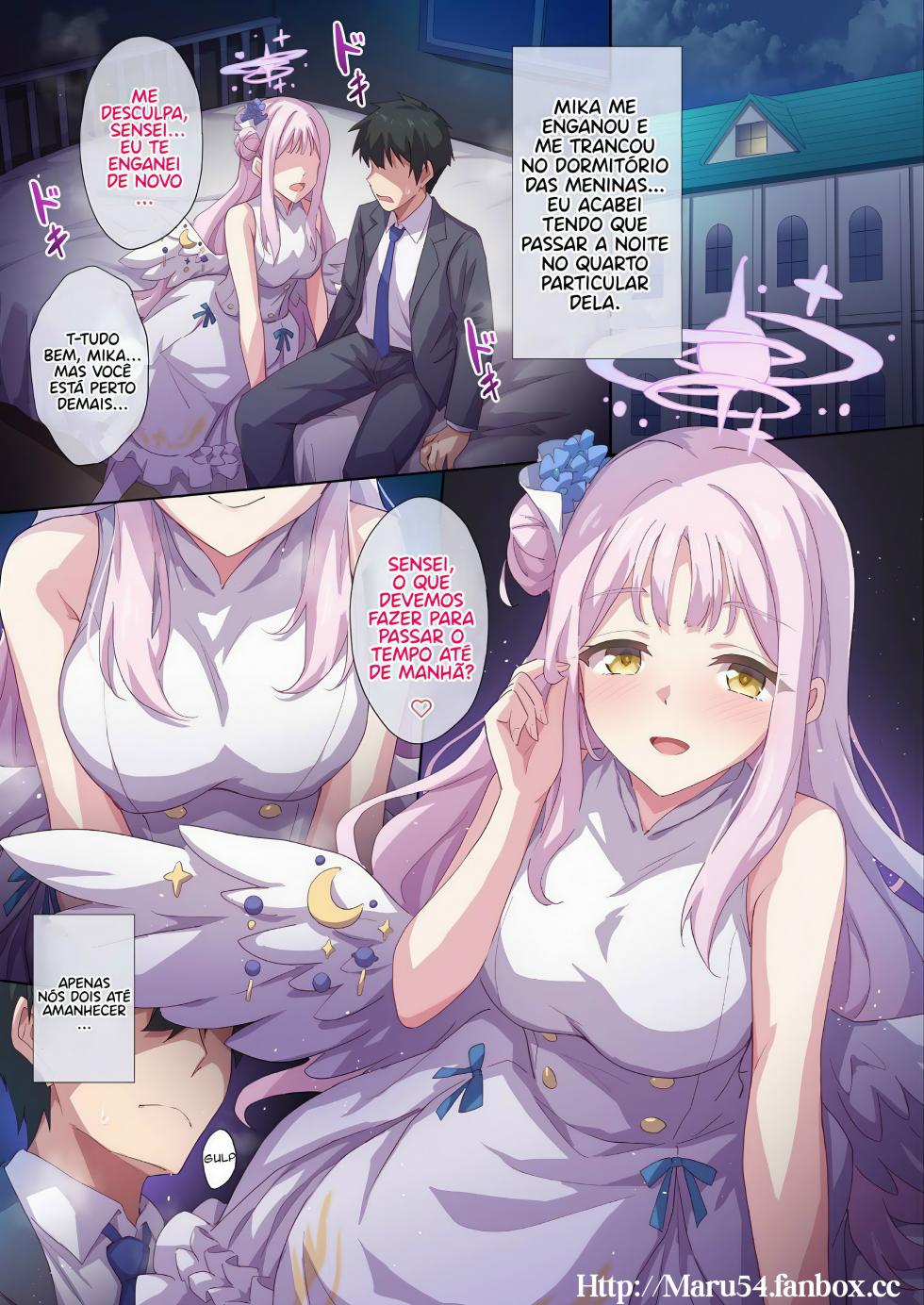 [Marugoshi] Mika to issho ni tojikomerareta: joshi-ryō no ichiya | Preso com Mika: Uma Noite no Dormitório das meninas (Blue Archive) [Portuguese-BR] - Page 1