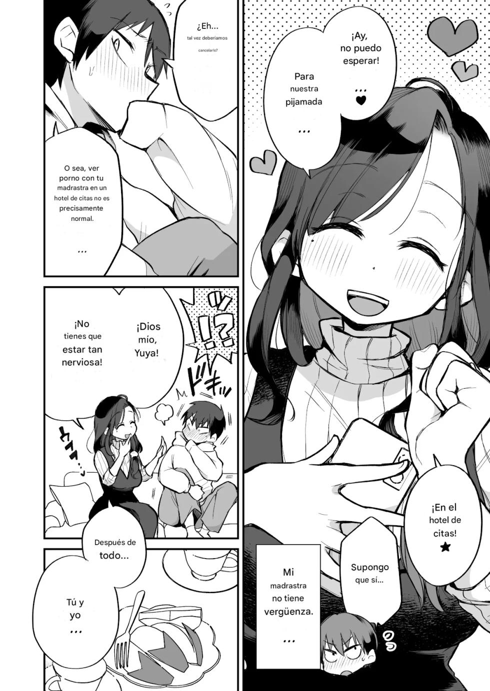 [Megitune Works] Guigui Kuru Gibo to AV Kanshou ~Love Hotel Hen~｜Mirando PORNO con Mi Empalagosa Madrastra ~En el Motel~ [Spanish] [theMONSTERS + LosMonsters] - Page 3