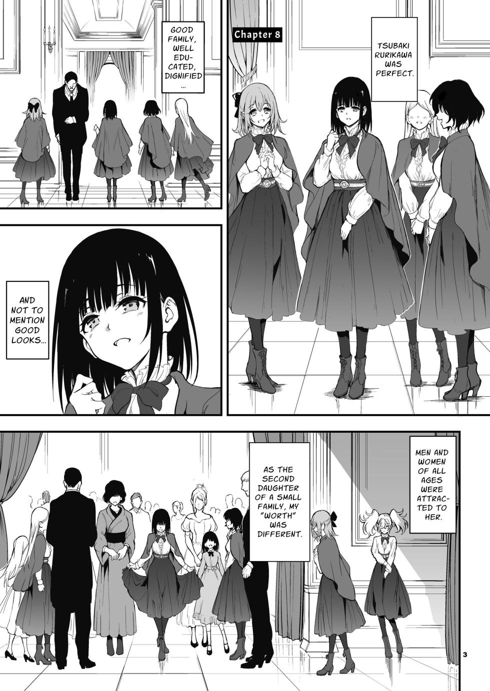 [Kyockchokyock (Kyockcho)] Maid Kyouiku. 8 -Botsuraku Kizoku Rurikawa Tsubaki- | Maid Education 8 - Fallen Aristocrat Rurikawa Tsubaki [English] [Guesswork] [Digital] - Page 3