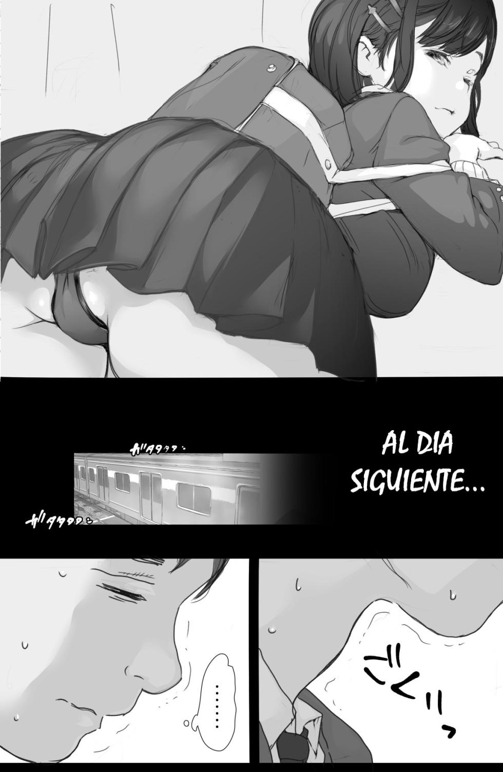 [Komatsuna Salad (Hazuki Ten)] Tsuukin Densha de Oppai o Mise ni Kuru Musume ga Ite Komattemasu｜Estoy teniendo problemas con la chica que me enseña sus pechos en el tren de camino al trabajo cada vez que estamos cerca [Spanish] [Imperio Scan] - Page 8