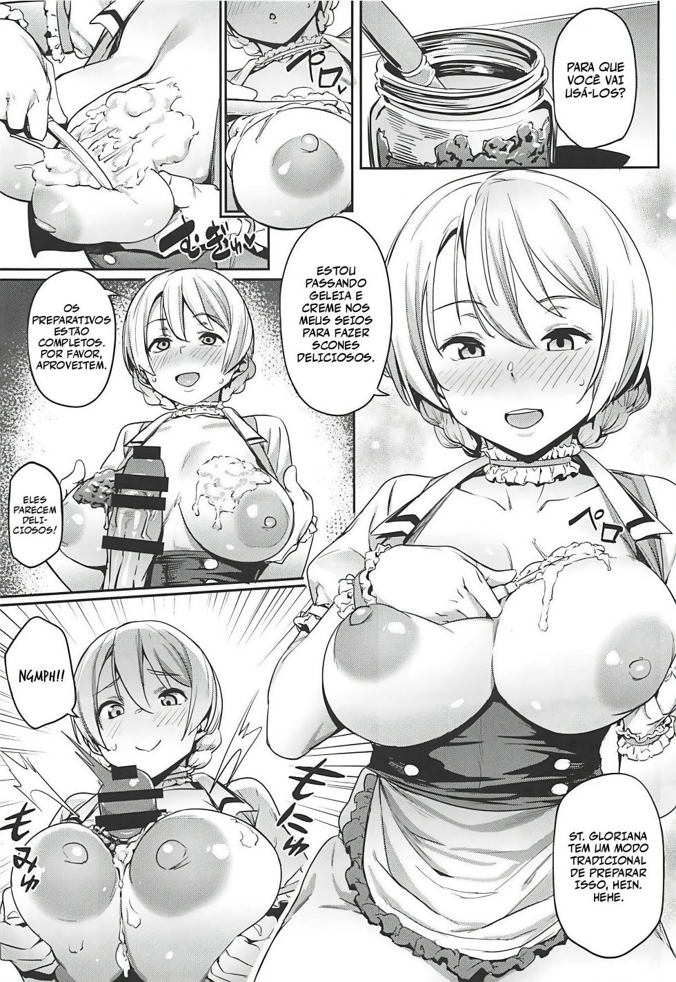 (C96) [Cesium-P (Aka Seiryuu)] St. Gloriana no Himitsu no Ochakai | O chá secreto da St. Gloriana (Girls und Panzer) [Portuguese-BR] - Page 10
