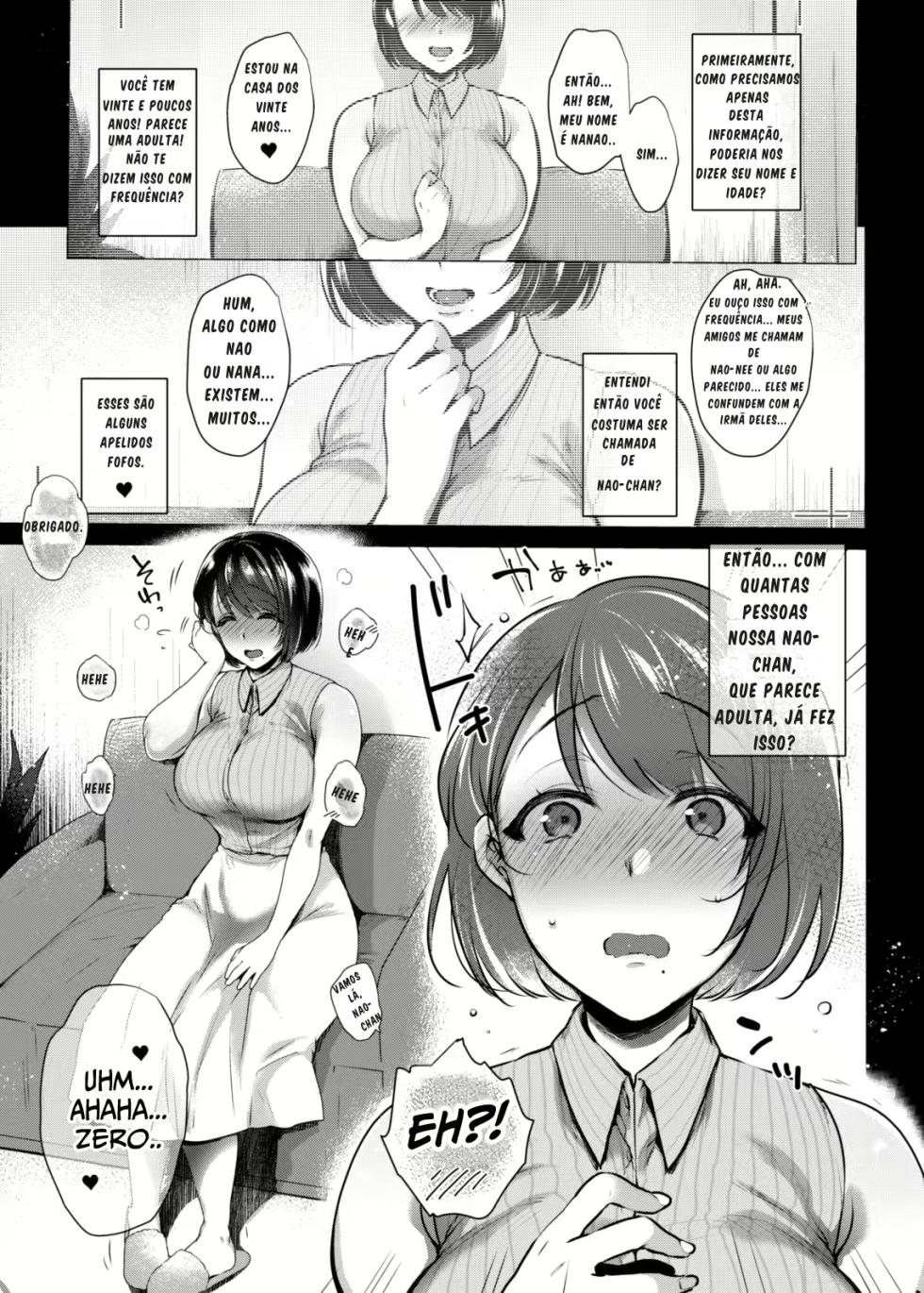 G-cup Kyokon Doutei Shojo na Seisokei Futanari Onee-san ga Hajimete no SEX de Dashimakuri Hamemakuri Ikimakuri!! | Uma virgem de seios tamanho G, com um pênis enorme e inocente, ejacula e goza repetidamente durante sua primeira experiência sexual!! - Page 4