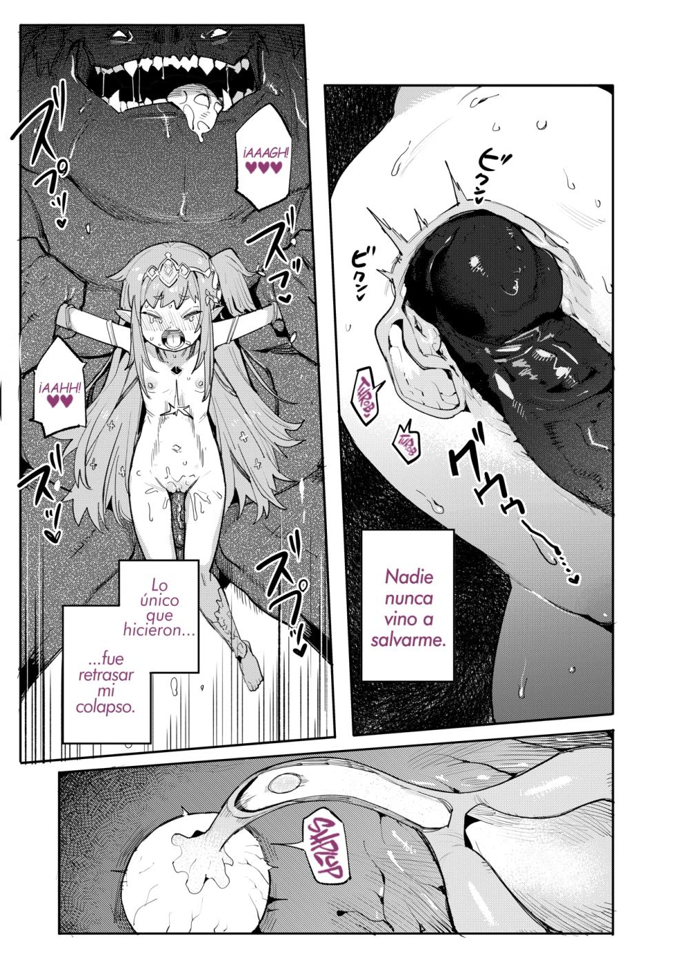 [I'm moralist (Henrybird)] Seirei Rougoku Nyehiru ~Choukyou Zumi no Osanai Shikyuu ni Kizamareru Koufuku Bunsho~ | La Esclavizada Ninfa Nyehil ~El Cuento de una Cerda Rota Cuyo Útero Inmaduro Fue Entrenado para Someterse~ [Spanish] [Att0mic D0nut] - Page 17