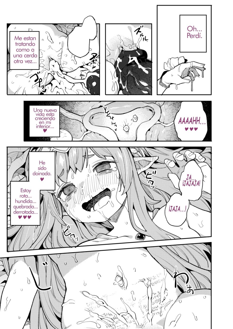 [I'm moralist (Henrybird)] Seirei Rougoku Nyehiru ~Choukyou Zumi no Osanai Shikyuu ni Kizamareru Koufuku Bunsho~ | La Esclavizada Ninfa Nyehil ~El Cuento de una Cerda Rota Cuyo Útero Inmaduro Fue Entrenado para Someterse~ [Spanish] [Att0mic D0nut] - Page 21