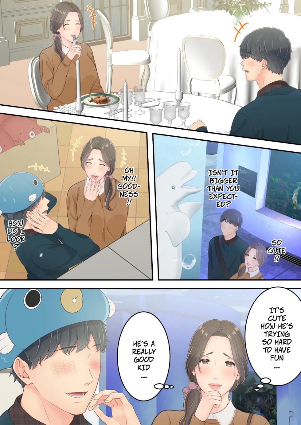 [Yuriko Club] Matomo na Okaa-san ga Musuko to Onaidoshi na Otokonoko to Amaama Furin Ryokou shichau Hanashi | A Normal Mother Goes on a Sweet Affair Trip With a Boy the Same Age as Her Son [English] - Page 24