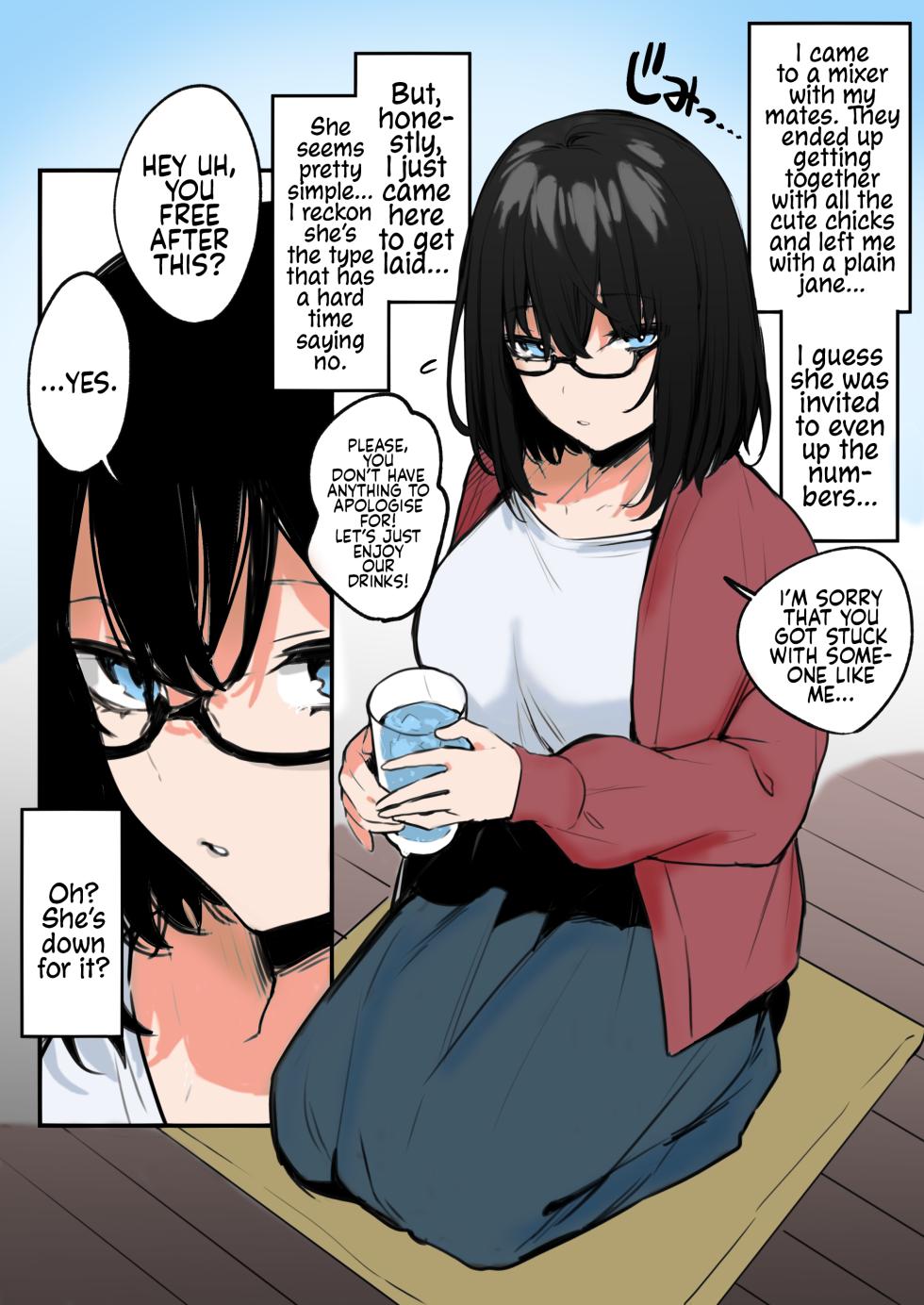 [Danimaru] Yaresou dakara toiu Riyuu de Jimi Onna o Sasotta Kekka | I Was Just Looking To Fuck, So I Called Out To This Plain Looking Chick And, Well... [English] [Mr_Person] [Colorized] - Page 1