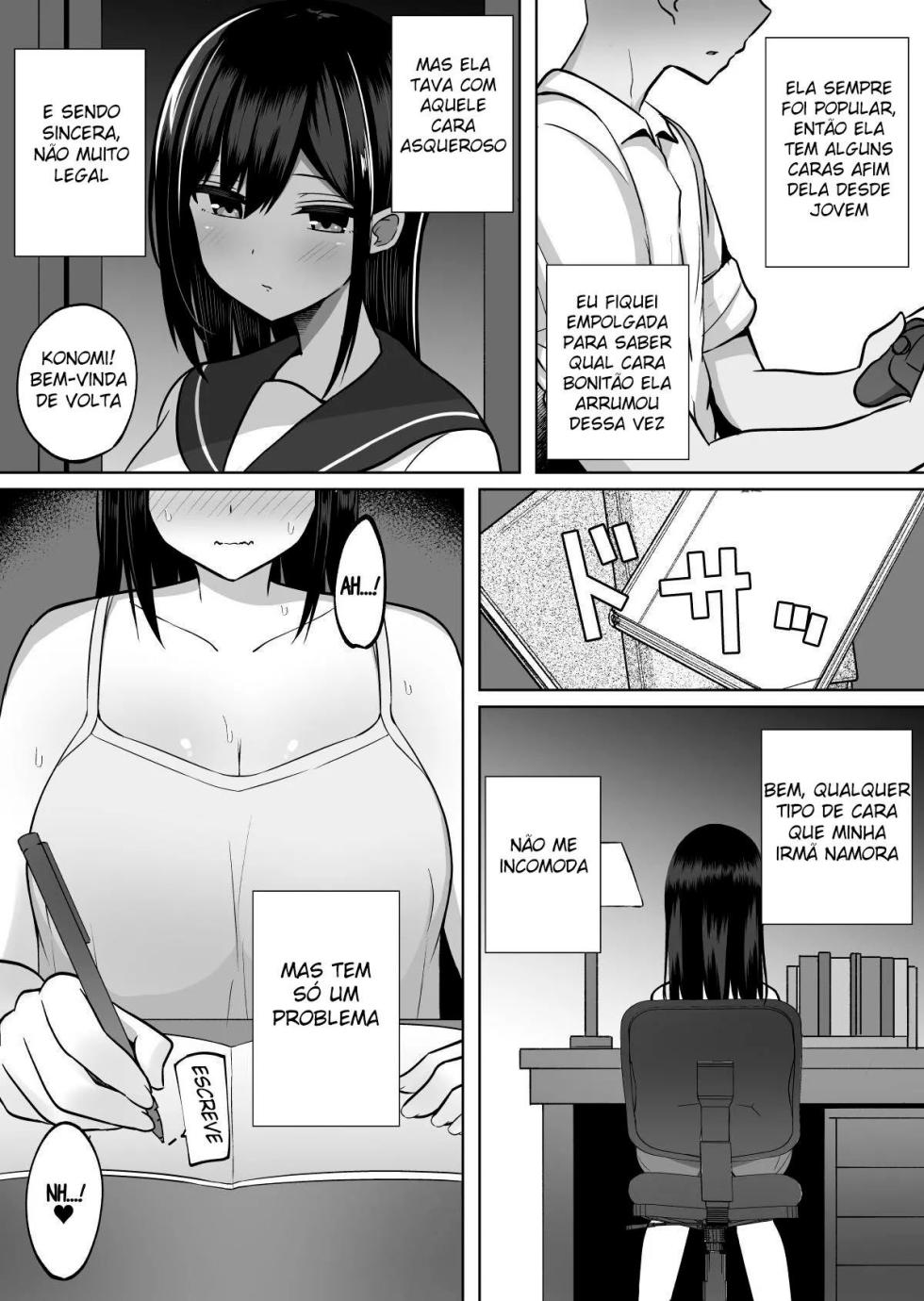 [Cinnamon Tou] Kyonyuu Mesu Onaho no Shitsukekata ~ Majime ni Miete Sukebe na Kanojo no Imouto [Portuguese-BR] - Page 3