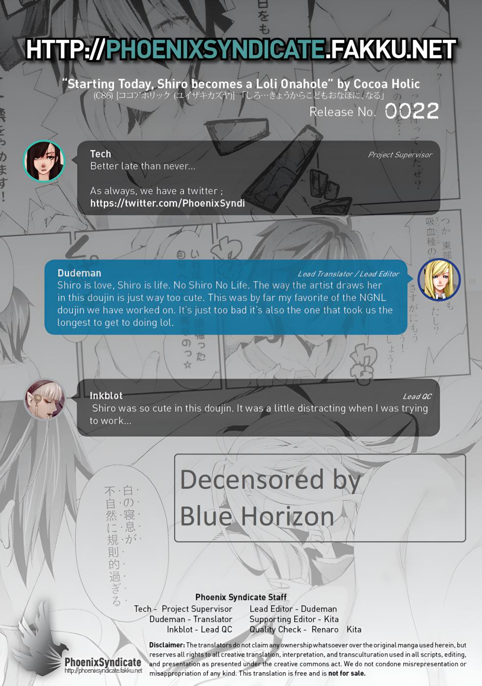 (C86) [Cocoa Holic (Yuizaki Kazuya)] "Shiro... Kyou kara Kodomo Onaho ni, Naru" | Starting Today, Shiro becomes a Loli Onahole (No Game No Life) [English] [PSYN] [Decensored] - Page 25