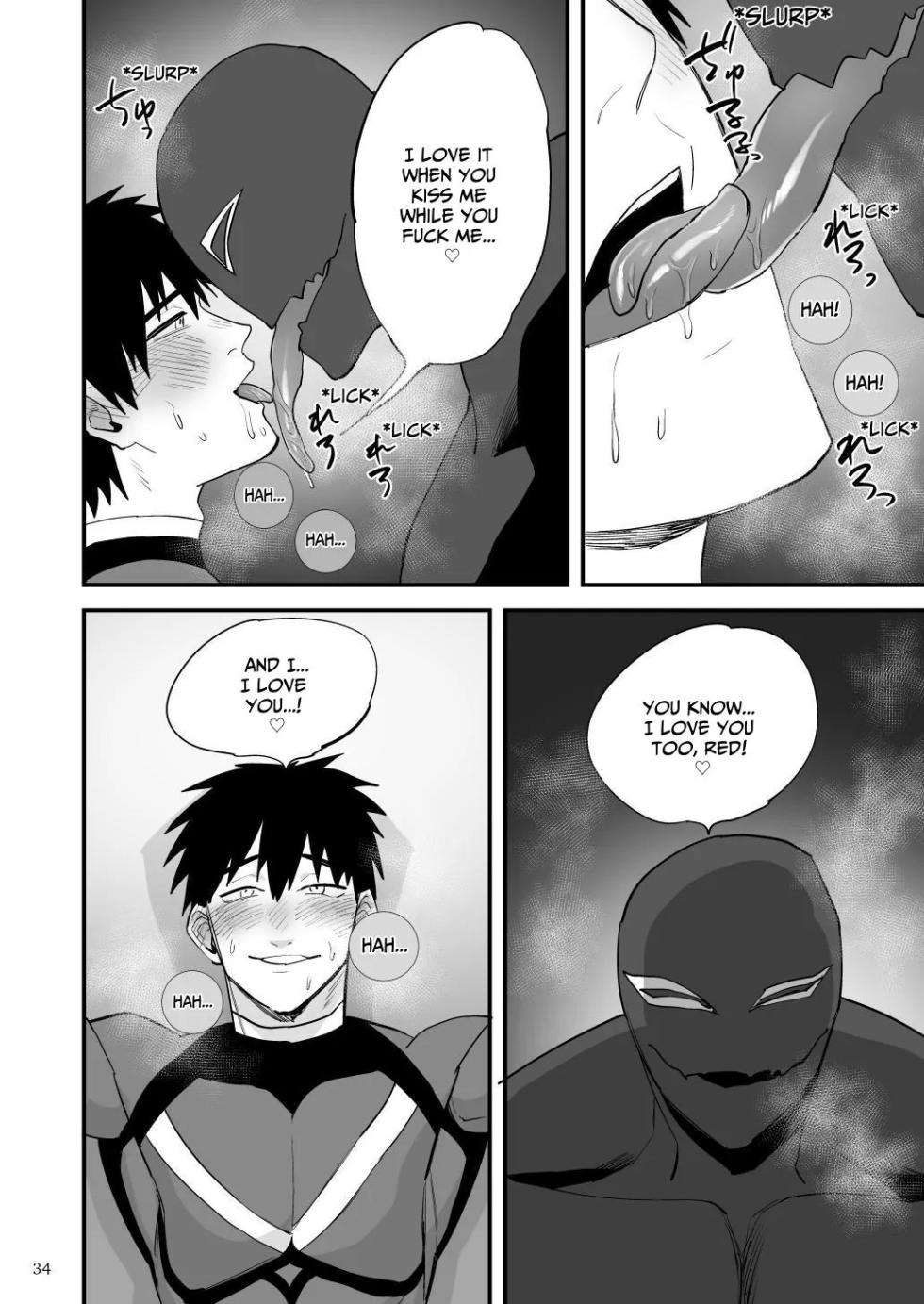[Asakawaya (Asakawa Yuki)] Hero Red, Shitappa  Sentouin ni Osujuu Saimin Sarete Shimau  | The Red Hero, Enthralled By A Lowly Henchman [English] [Eddin] [Digital] - Page 35