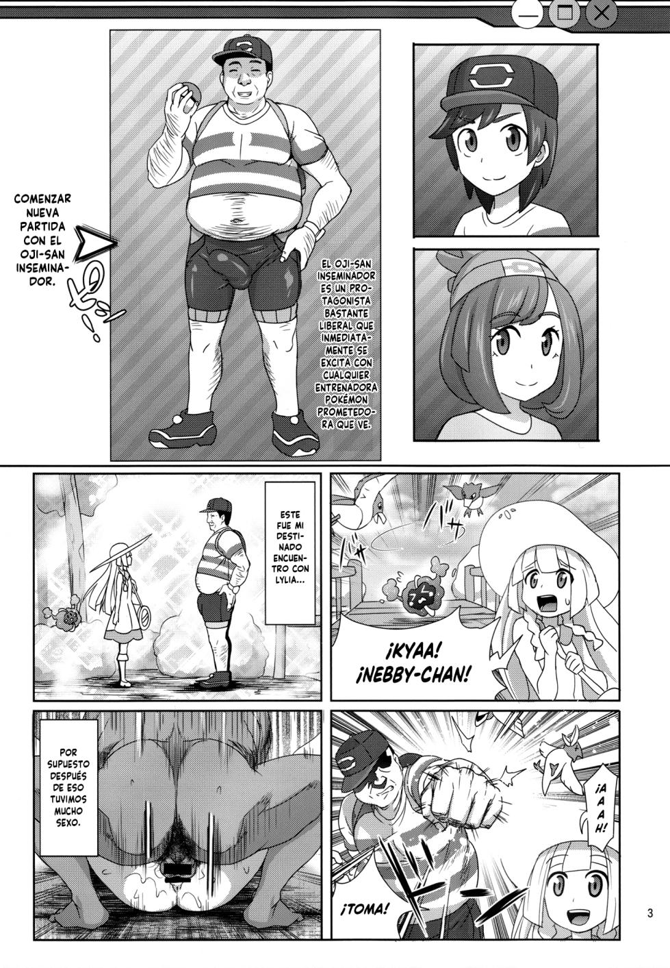 [Usui Hon Hitori Roudoku Kai (Tsukishima Mist)] Sun Moon o Tanezuke Ojisan de New Game! (Pokémon Sun and Moon) [Spanish] [L24 Scan] - Page 2