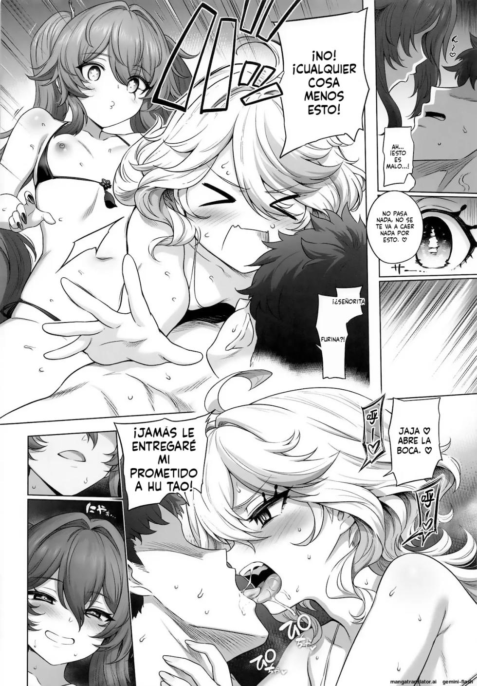 (C107) [Tottoko Starou (Mda Starou)] Furina Hu Tao Ninkatsu Kiroku｜Furina y Hu Tao Quieren Tener un Bebé (Genshin Impact) [Spanish] [Academia Hebijo] - Page 7