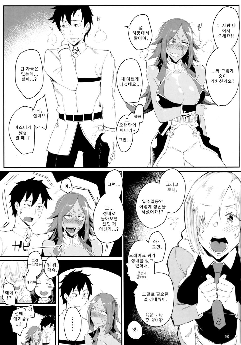 (C97) [Sucharaka Knight! (Orita)] Yoi Drake san 7Days in Summer Island | 취한 드레이크 씨 7Days in Summer island (Fate/Grand Order) [Korean] - Page 24