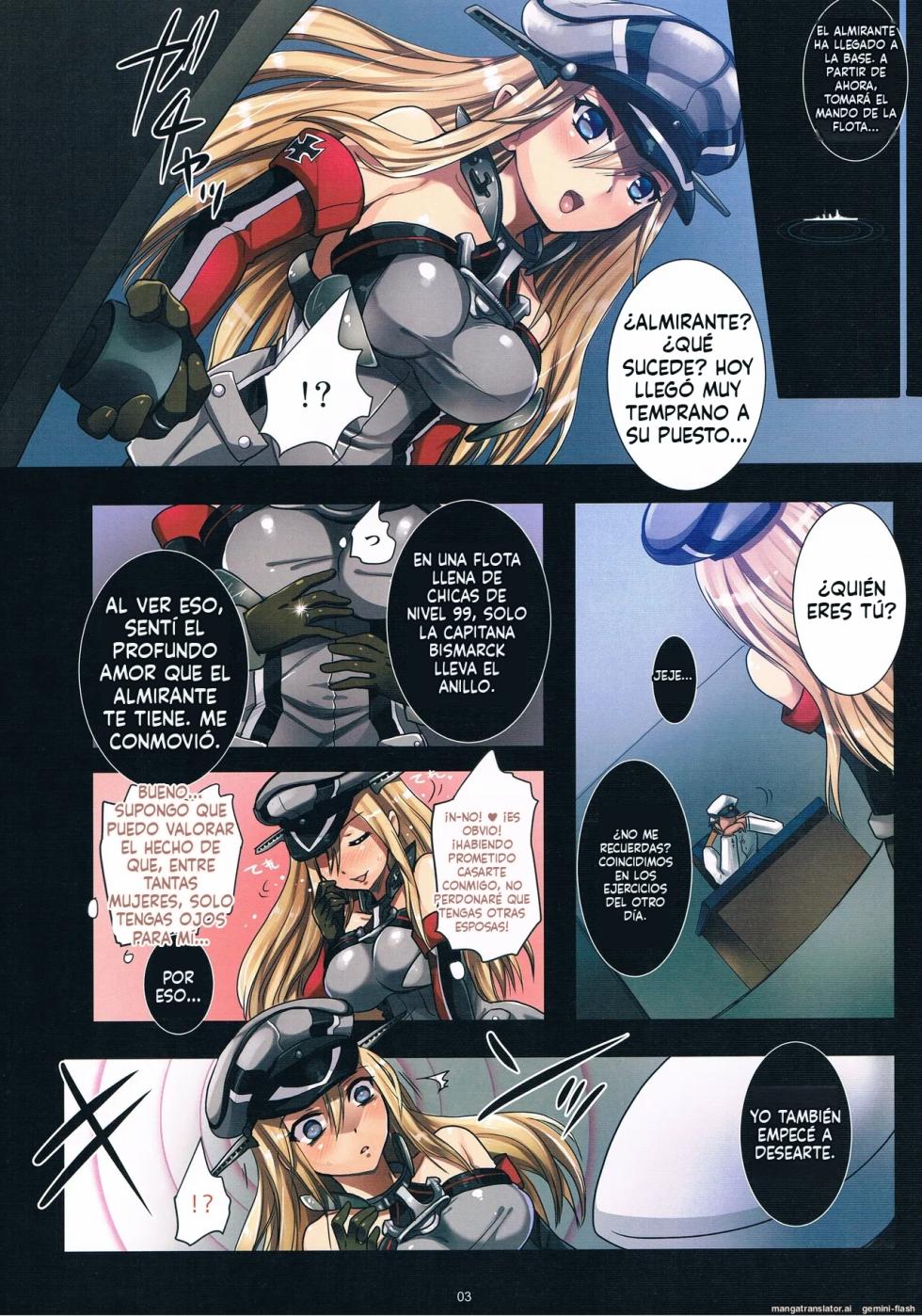 (COMIC1☆8) [Modae Tei (Modaetei Anetarou, Modaetei Imojirou)] Haramase Collection 3 ~Saiminjutsu de Kokusai Kekkon Teitoku kara Bismarck wo Netori Choukyou~ (Kantai Collection) [Spanish] [MTL] - Page 3