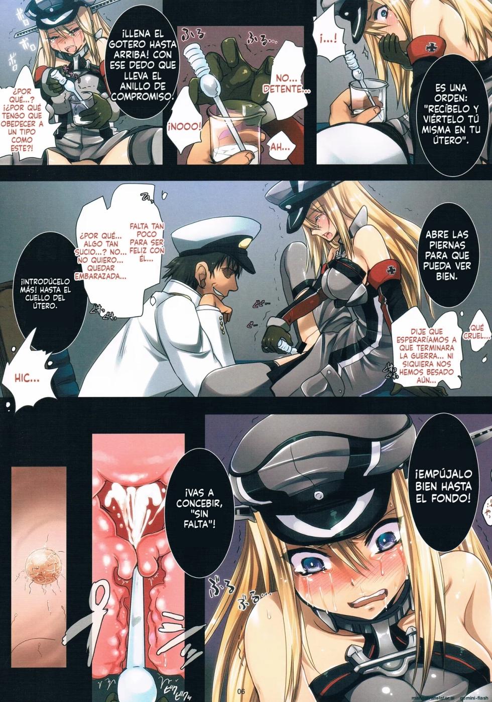 (COMIC1☆8) [Modae Tei (Modaetei Anetarou, Modaetei Imojirou)] Haramase Collection 3 ~Saiminjutsu de Kokusai Kekkon Teitoku kara Bismarck wo Netori Choukyou~ (Kantai Collection) [Spanish] [MTL] - Page 6