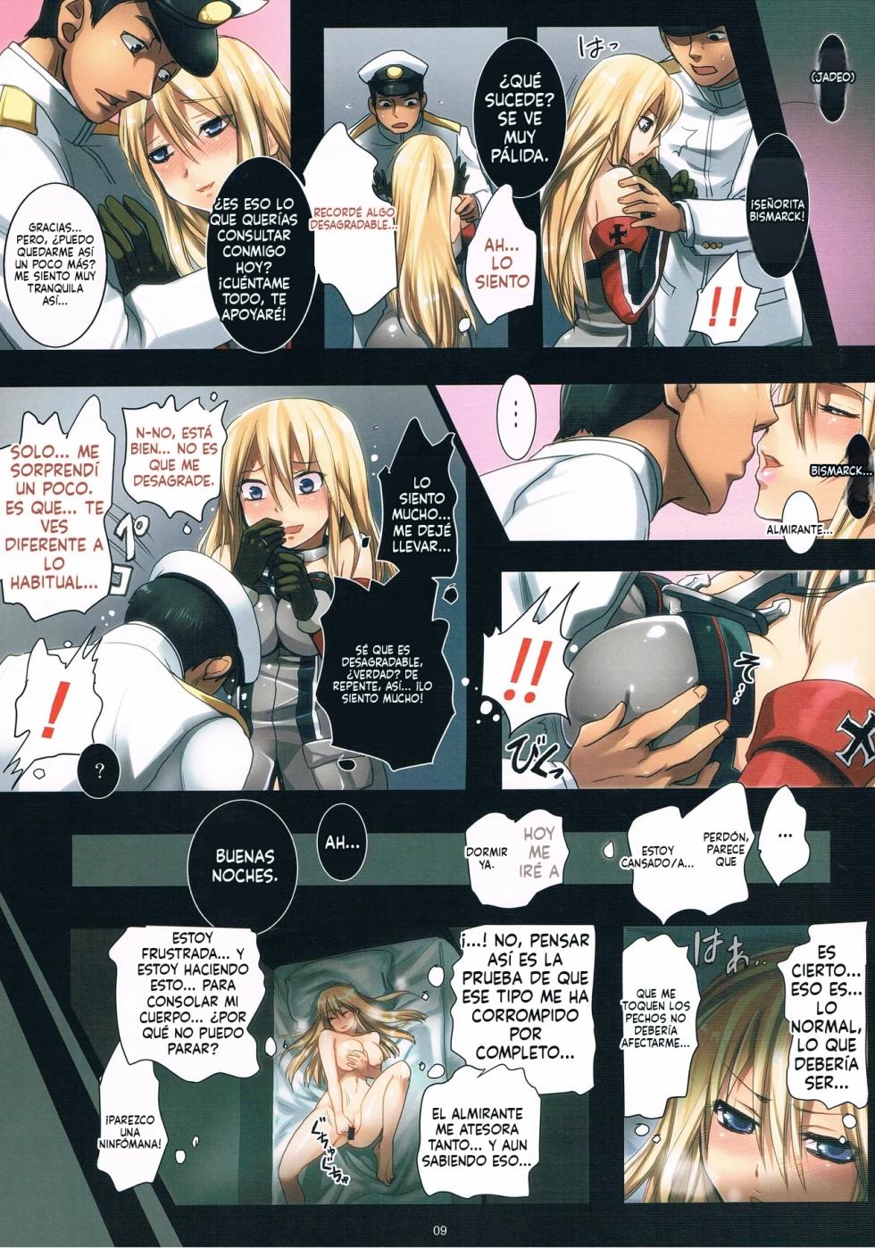 (COMIC1☆8) [Modae Tei (Modaetei Anetarou, Modaetei Imojirou)] Haramase Collection 3 ~Saiminjutsu de Kokusai Kekkon Teitoku kara Bismarck wo Netori Choukyou~ (Kantai Collection) [Spanish] [MTL] - Page 9