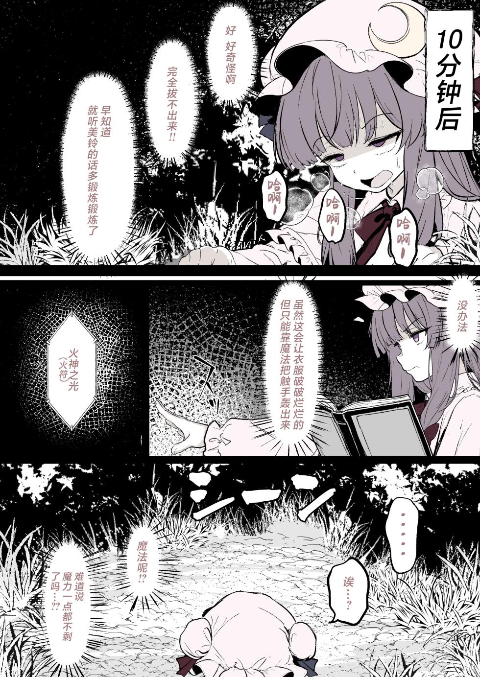 [Hatome Honpo (Hatome)] Patchouli ga Ana ni Hamatte Shokushu ni Tanetsuke Sarechau Manga (Touhou Project) [Chinese] [紫藤汉化组] - Page 3