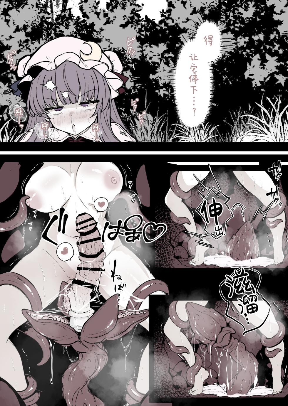 [Hatome Honpo (Hatome)] Patchouli ga Ana ni Hamatte Shokushu ni Tanetsuke Sarechau Manga (Touhou Project) [Chinese] [紫藤汉化组] - Page 7