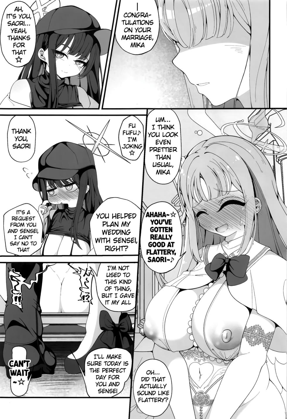 [Shiawase Hitotsubu (Shinozaki Ui)] Niteiru Futari wa Sensei (Saimin Oji-san) ga Daaisuki ~Jinsei Sayonara Wedding Hen~ (Blue Archive) [English] - Page 2