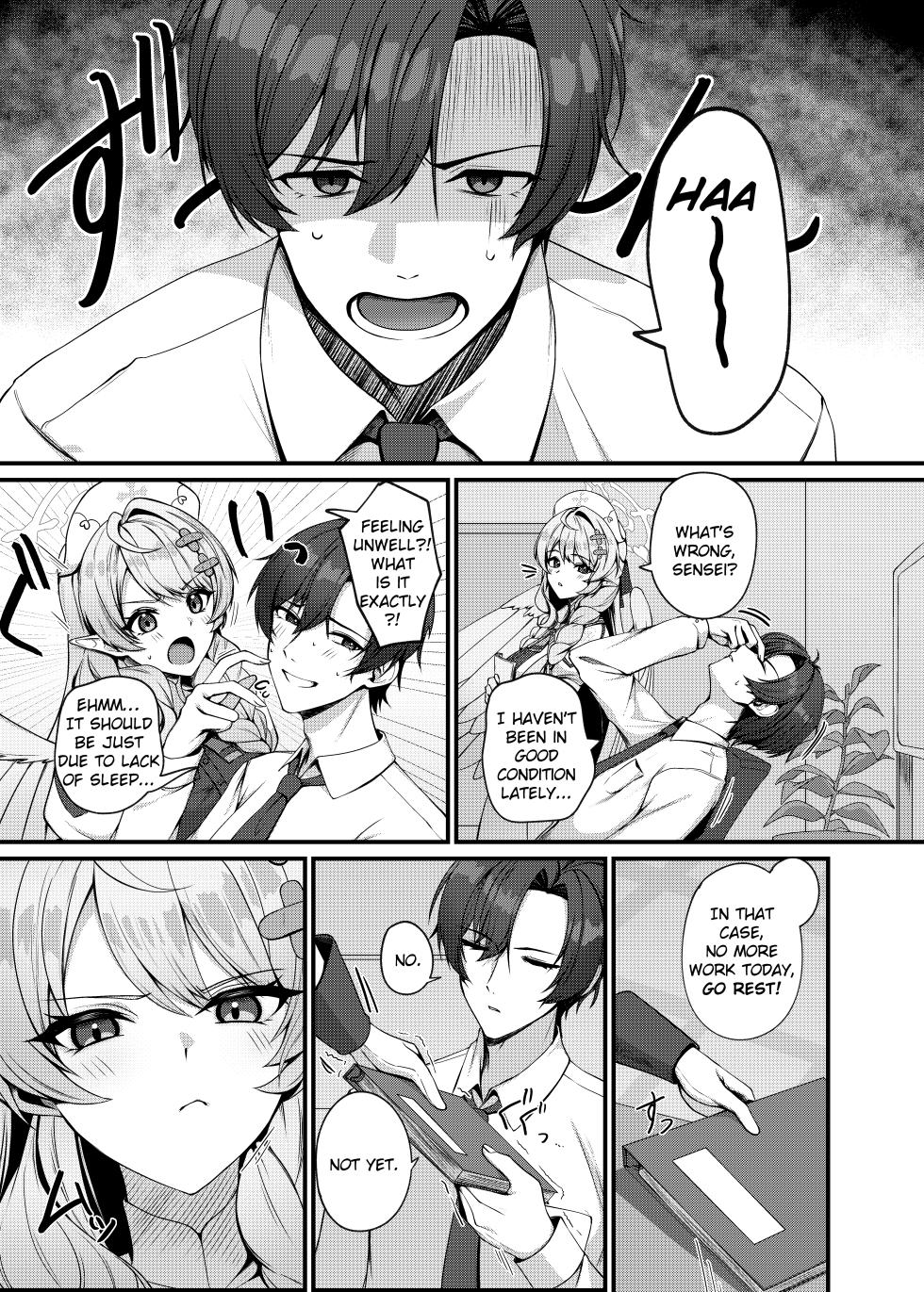 [Mendako Suizokukan (Oruka)] Sensei ni Kyuugo no Te o! | A Helping Hand for Sensei! (Blue Archive) [English] [Literally Starving] [Digital] - Page 3
