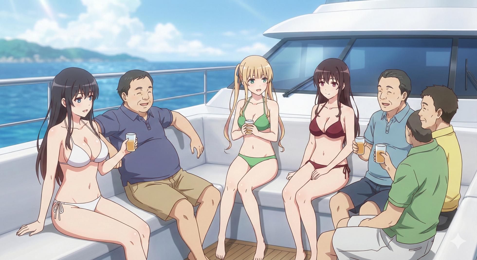 [AI Generated] Saekano: Office Goddesses Enslaved - Utaha, Eriri & Megumi Serving the Obese Leader and His Weak, Creepy, Midget Otaku Son(Non-Explicit Series) - Page 5