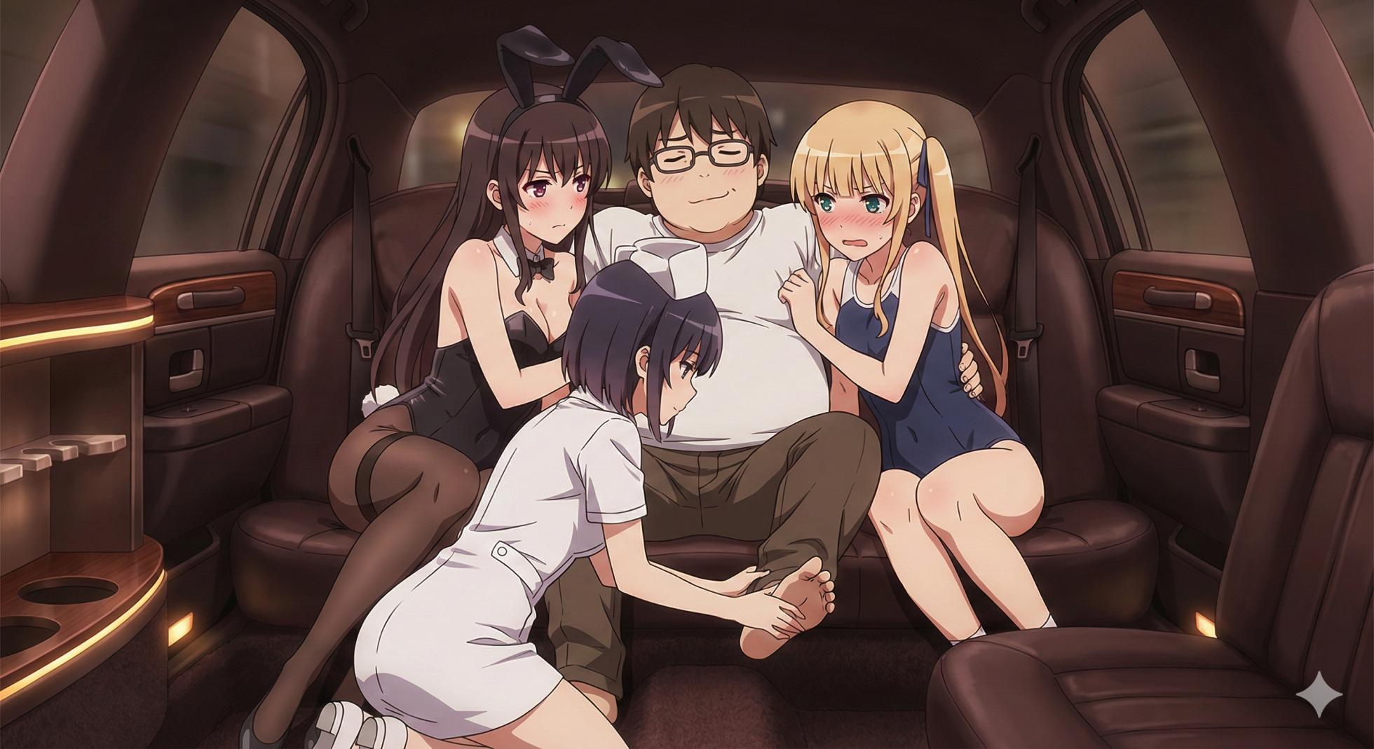 [AI Generated] Saekano: Office Goddesses Enslaved - Utaha, Eriri & Megumi Serving the Obese Leader and His Weak, Creepy, Midget Otaku Son(Non-Explicit Series) - Page 30