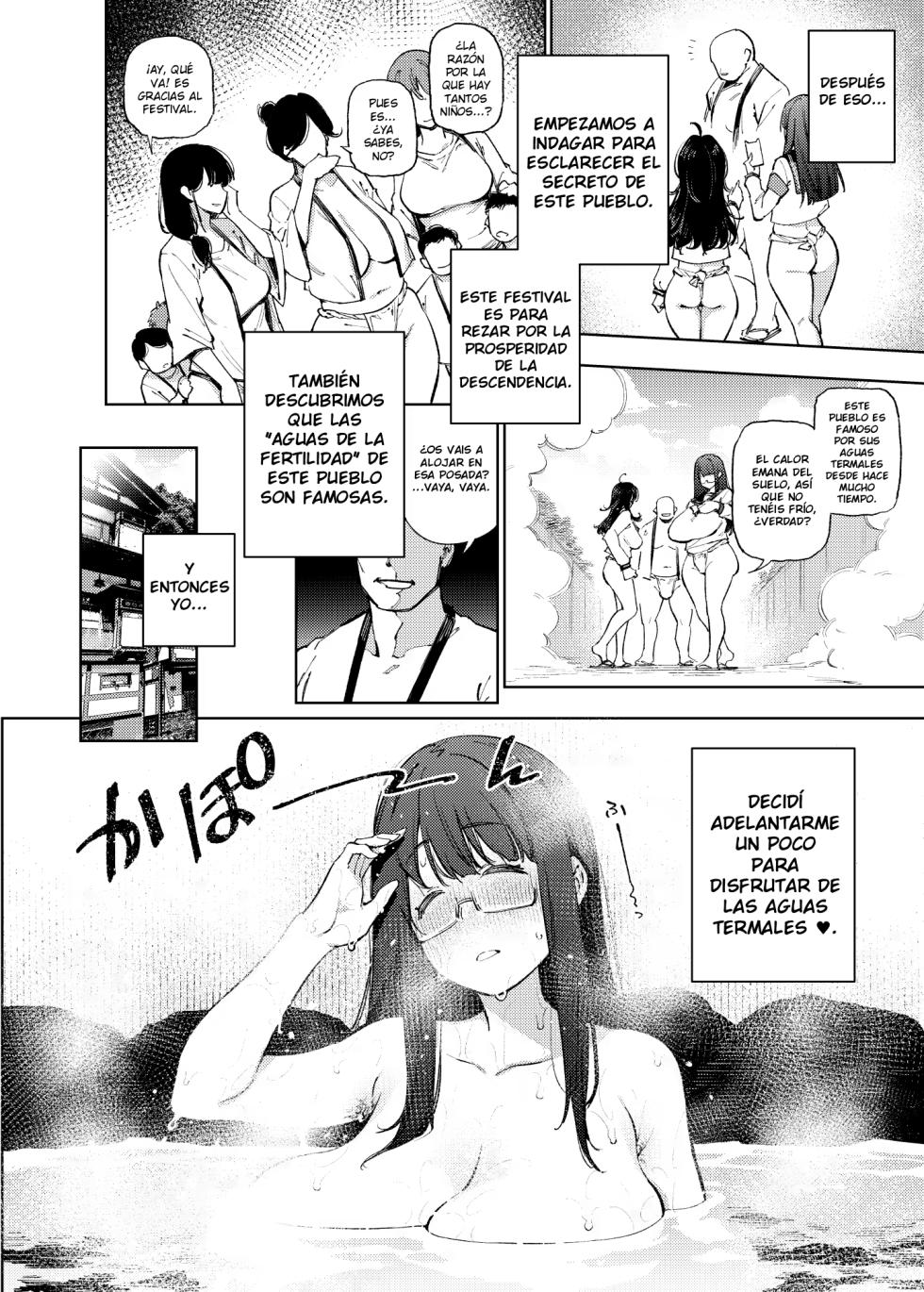 [Yukikagerou (KANZUME)] Himitsu Meikyuu Circle׃ Kodakara Onsen de no Rankou Tanetsuke Taiken Houkoku｜El Club de los Desveladores de Misterios׃ Informe de campo sobre la experiencia de orgía de inseminación en las aguas termales de la fertilidad [Spanish] [Genezzes] [Digital] - Page 9