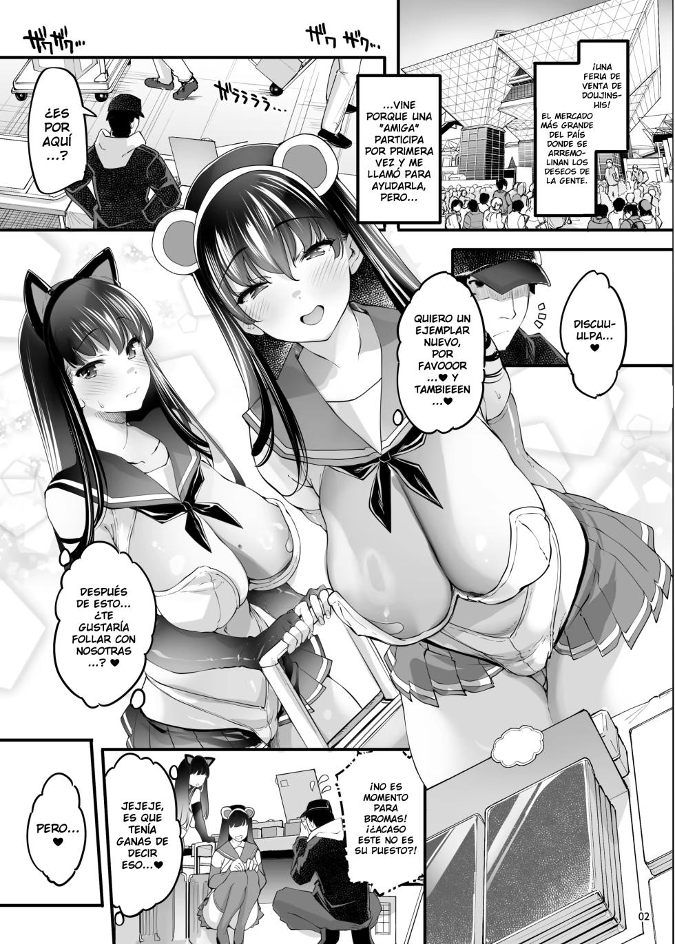 [Fujiya Honten (Thomas)] Cosplay Uriko wa Off-Pako♡OK Nagachichi Shimai to Yarimoku♥Sokubaikai｜Las Vendedoras en Cosplay Disponibles para Follar Durante el Evento♡La Gemelas Tetonas y El Sexo en la Convención♥ [Spanish] [Genezzes] [Digital] - Page 5