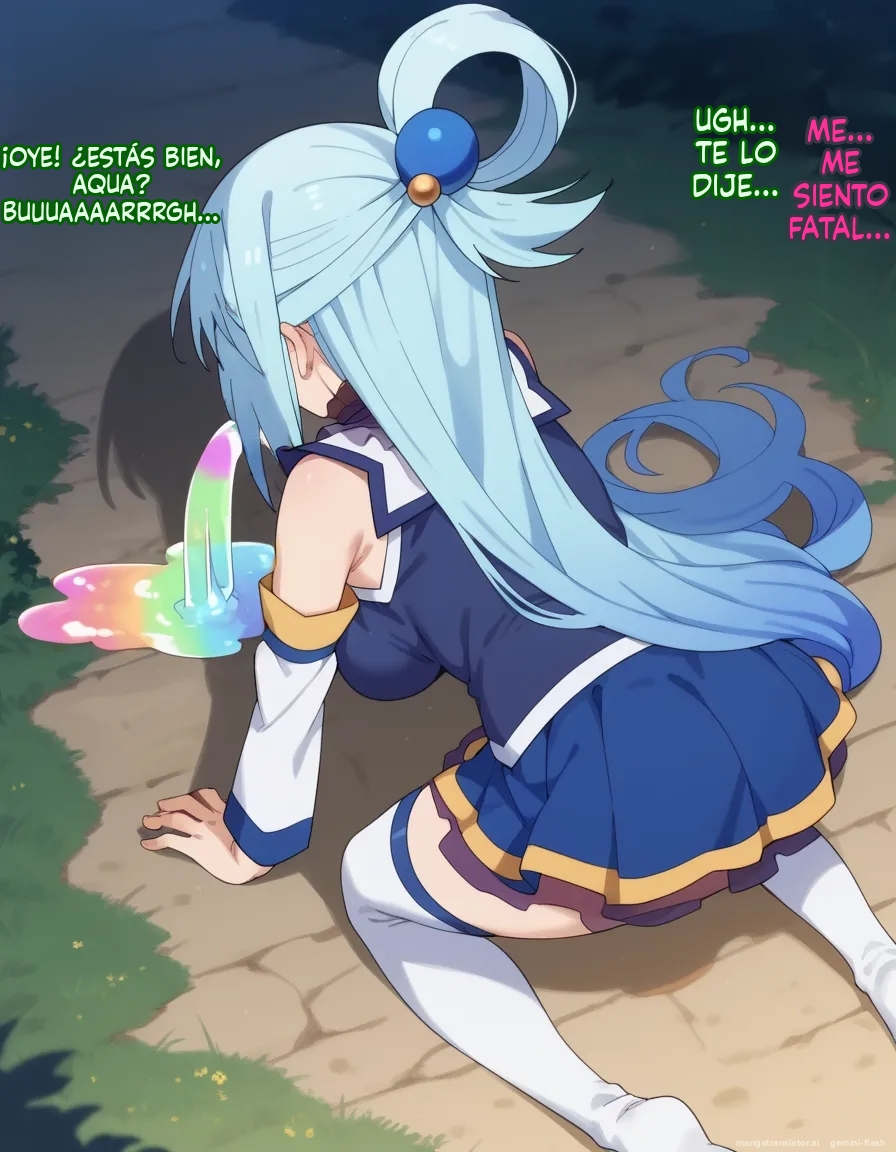 [Oounabara]  Michibata de Deisui Shiteru Aqua-sama ni Mizu ni Jouka Dekinai Kurai Kotteri Zaamen Sosoide Mudan Haramase Shichau Hanashi (Kono Subarashii Sekai ni Syukufuku o!) [Spanish] [MTL] [AI Generated] - Page 7