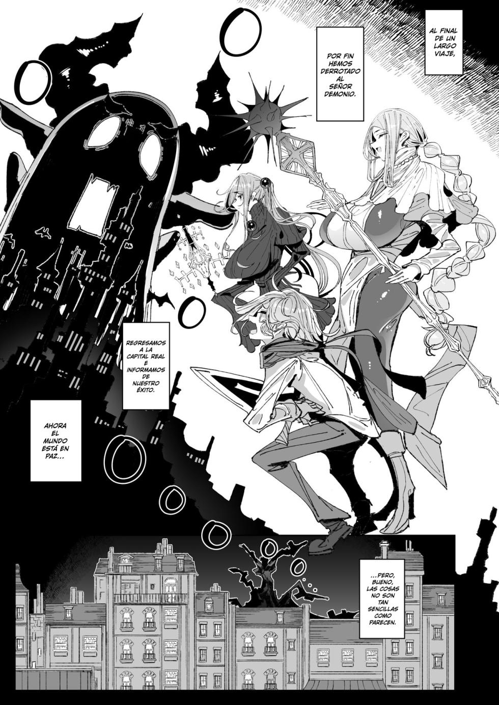 [Tsumetoro] Maou Toubatsu o Oeta Yuusha-kun to Futanari Inma Futari ga Yarukotonante Kimatteru yo ne! |The Demon Lord Is Gone, the World Is at Peace... What Are the Hero and His Futa Succubi Gonna Do!? [Spanish] [Decensored] - Page 2