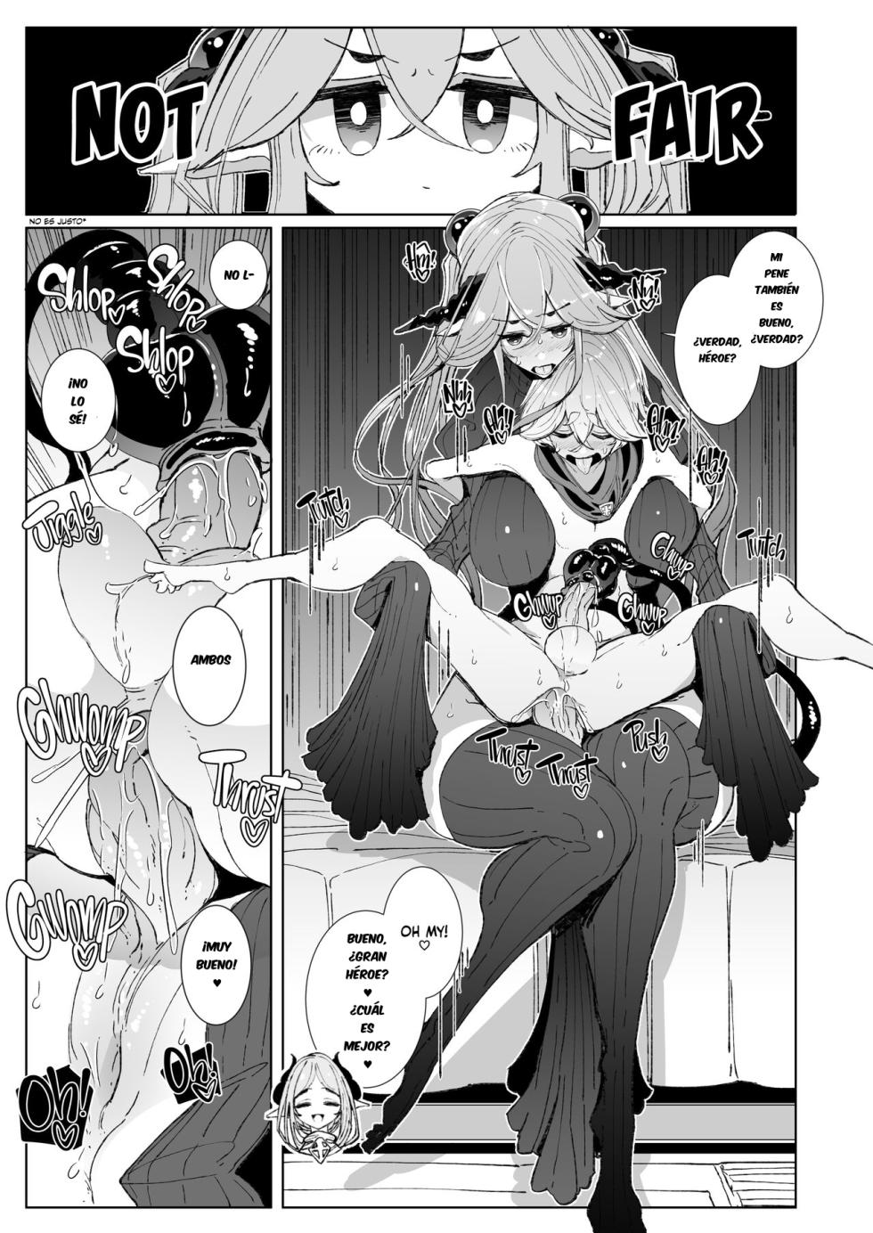 [Tsumetoro] Maou Toubatsu o Oeta Yuusha-kun to Futanari Inma Futari ga Yarukotonante Kimatteru yo ne! |The Demon Lord Is Gone, the World Is at Peace... What Are the Hero and His Futa Succubi Gonna Do!? [Spanish] [Decensored] - Page 28