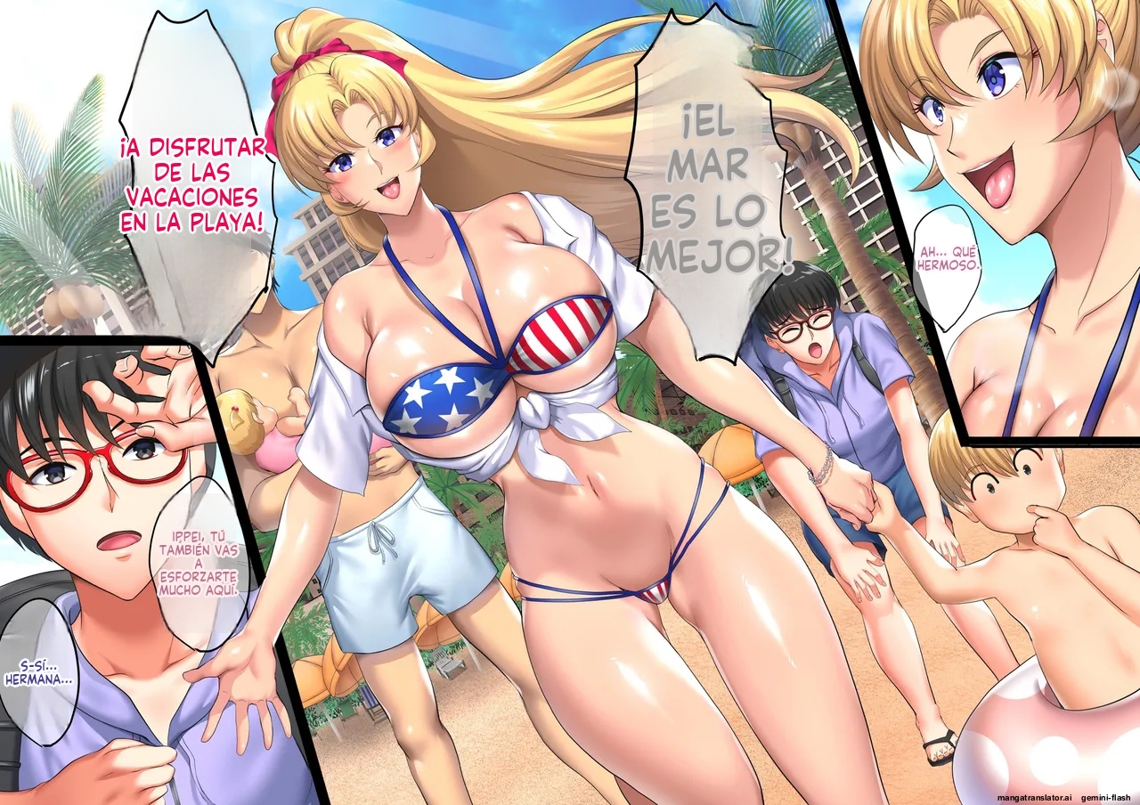 InCha Otouto ga Nangoku Beach de Kinpatsu Bakunyuu Oyako o Matomete Netotte Haramaseru Hanashi (Spanish) MTL - Page 3