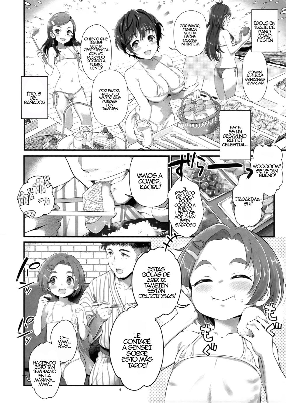 (C107) [Oboro & Tempo Gensui Dou (Tempo Gensui)] THE chiDOLM@STER Cinderella Little Girls ~Minna de Micro Bikini Choushoku Viking~｜THE chiDOLM@STER Pequeñas Cenicientas ~Pequeñas Cenicientas en Micro Bikini Desayunando en un Buffet~ (THE IDOLM@STER CINDERELLA GIRLS)  {Spanish} {EbisuTraslade - ACATLLL} - Page 3