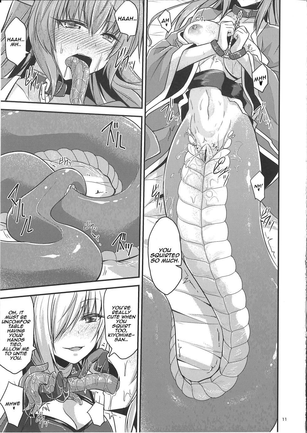 (Sougetsusai 24) [SeaFox (Kirisaki Byakko)] Watashi no Hebionna ga Dosukebe na Kouhai ni Choukyou Sarete Ooyake no Ba de Dappi Suru Hon | A Book About How My Snake Girl Got Tamed By My Lewd Underclassman And Started Shedding In Public (Fate/Grand Order) [English] - Page 11