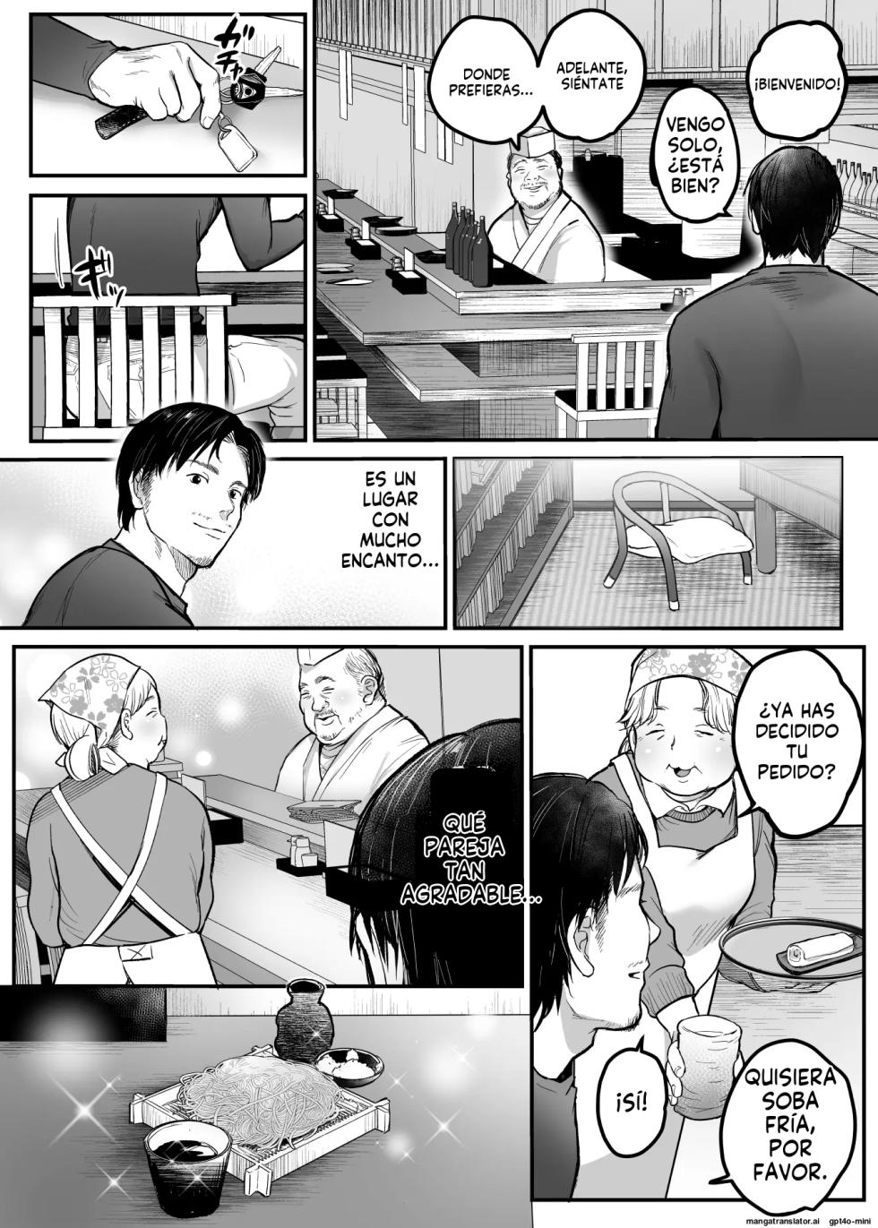 [Super Ichigo-chan (Misaoka)] Otoko Hitori Baiku Tabi ~Toge no Sobaya no Wakazuma Hen~｜Viaje en Moto en Solitario ~La Joven Esposa de la Tienda de Soba de la Colina~ [Spanish] [FallenSub] - Page 4