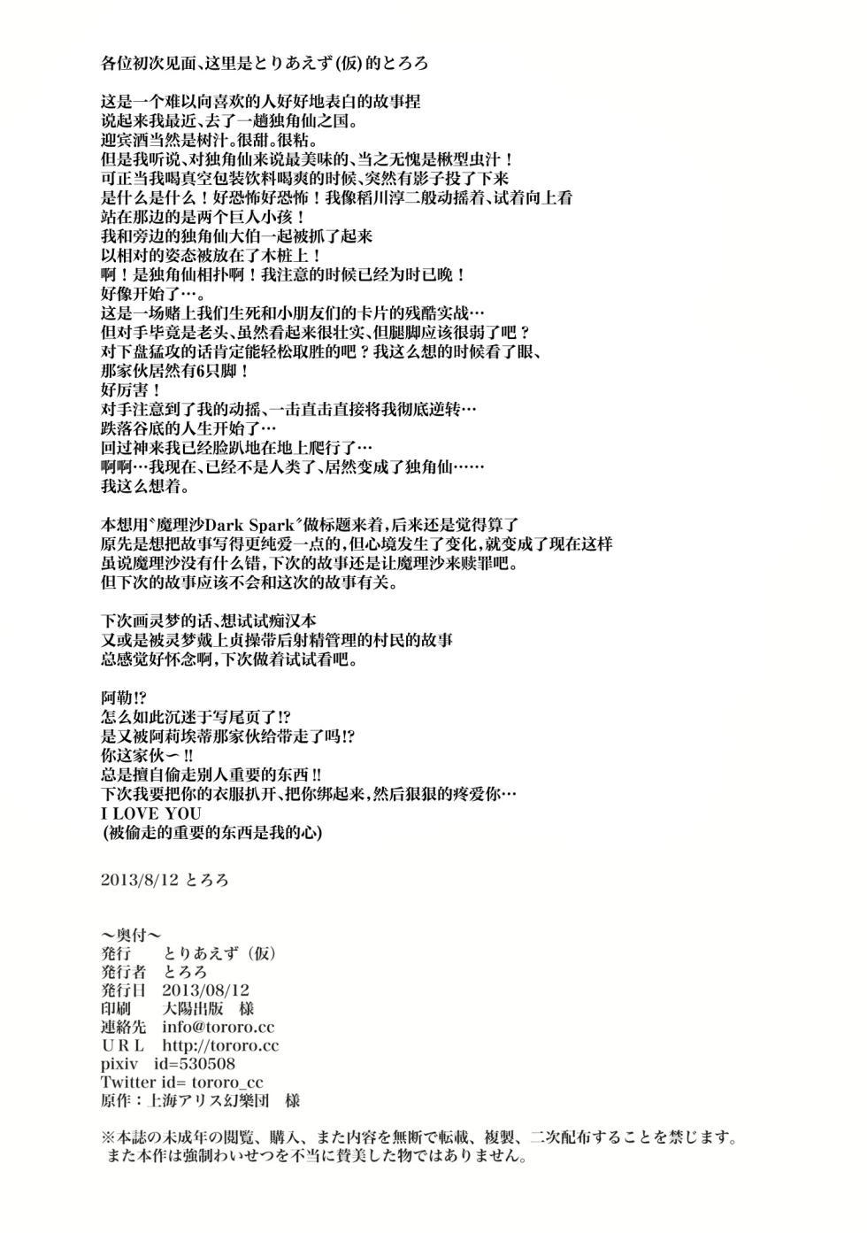 (C84) [Toriaezu(kari) (Tororo)] Kimi ni Hitsuyou na Nanika (Touhou Project) [Chinese] [奶茶鱼怪味糖汉化组] - Page 22